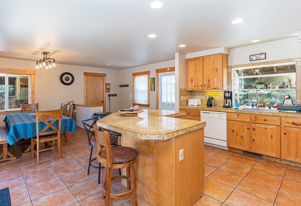 Large open kitchen, slider to the backyard to the left