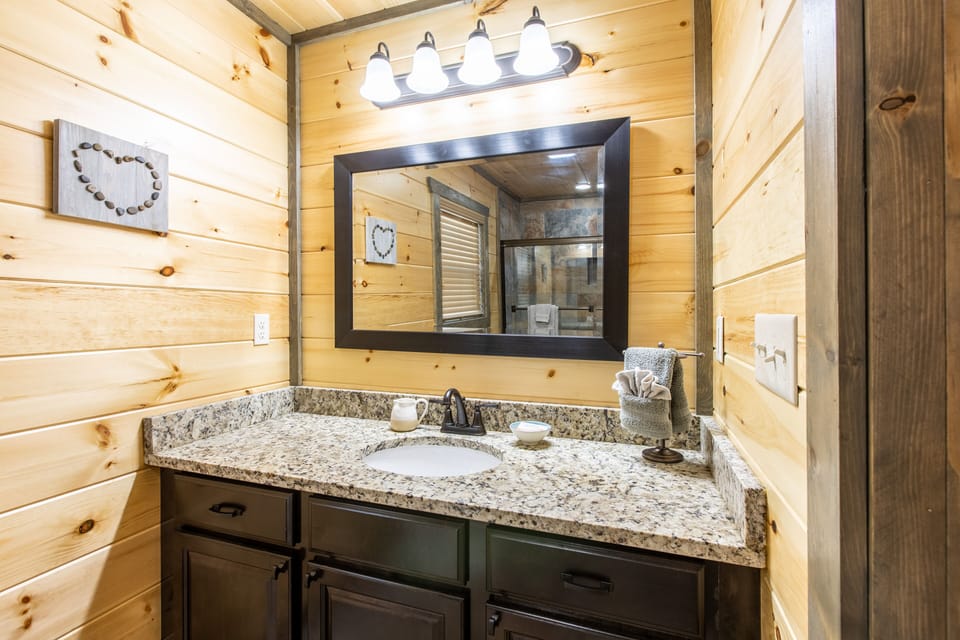 Master Suite 1 bath with slate shower and granite countertops