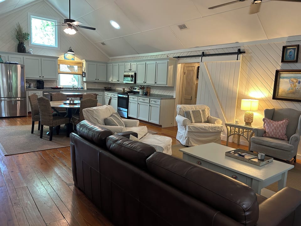 Front door opens to family room & kitchen. Barn door leads to hall bathroom.
