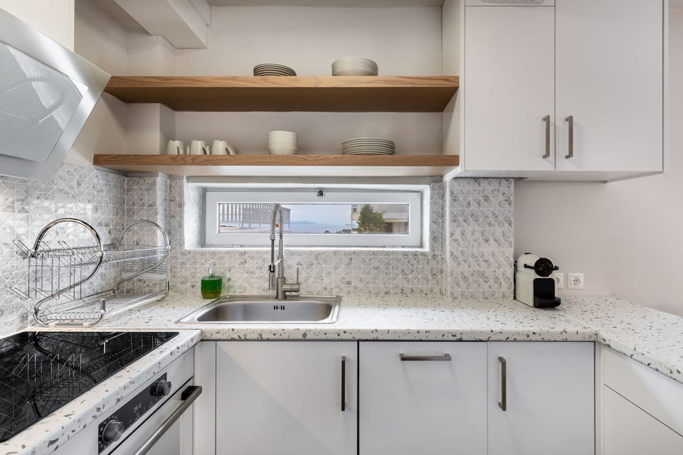 Three Bedroom Panoramic Sea View Maisonette | Private kitchen | Full-size fridge, oven, stovetop, espresso maker