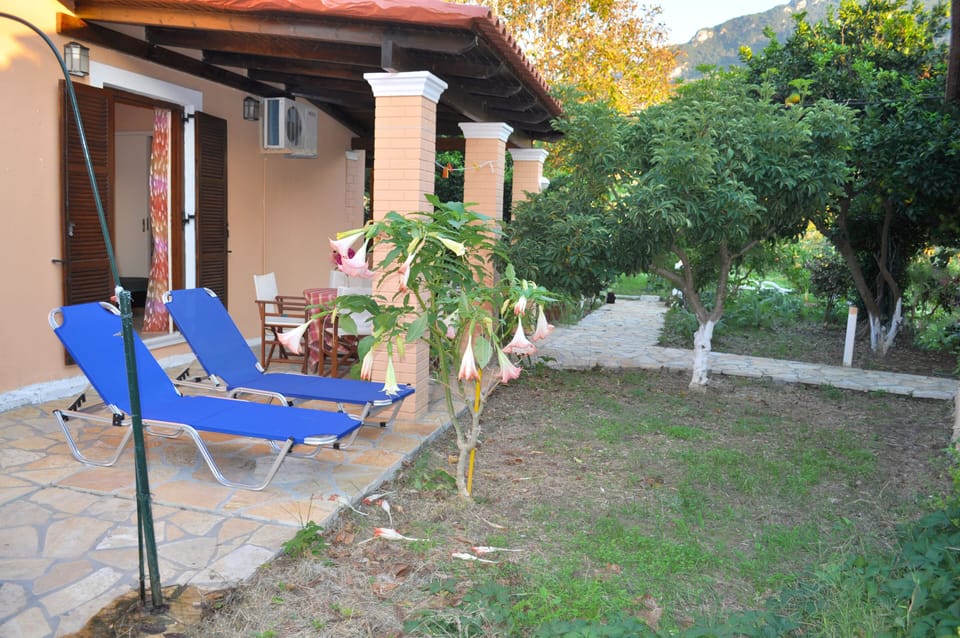 Large terrace with garden furniture