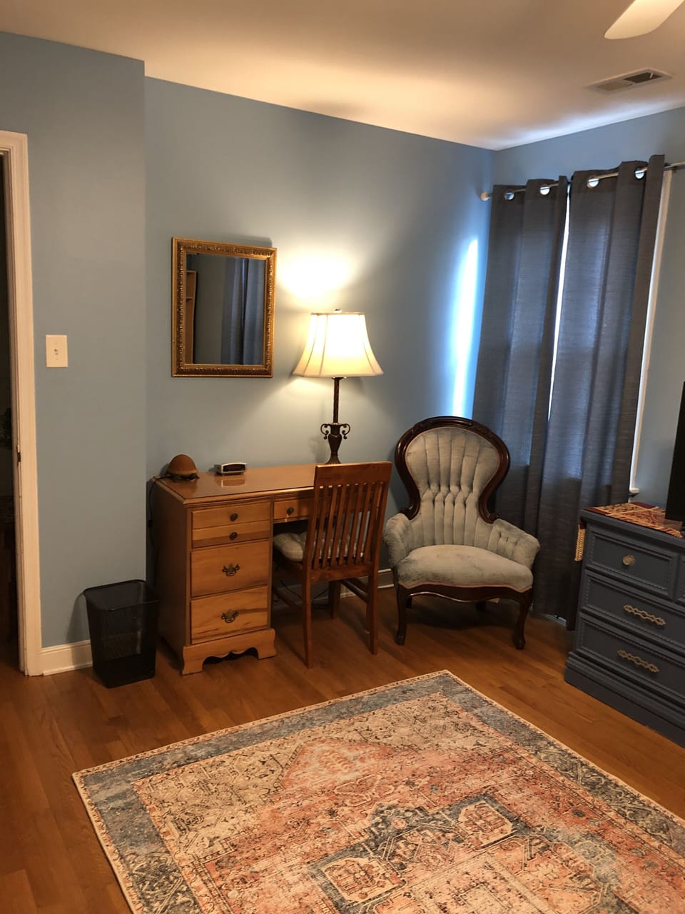 another view of front bedroom  LED TV off to right, Closet off to left