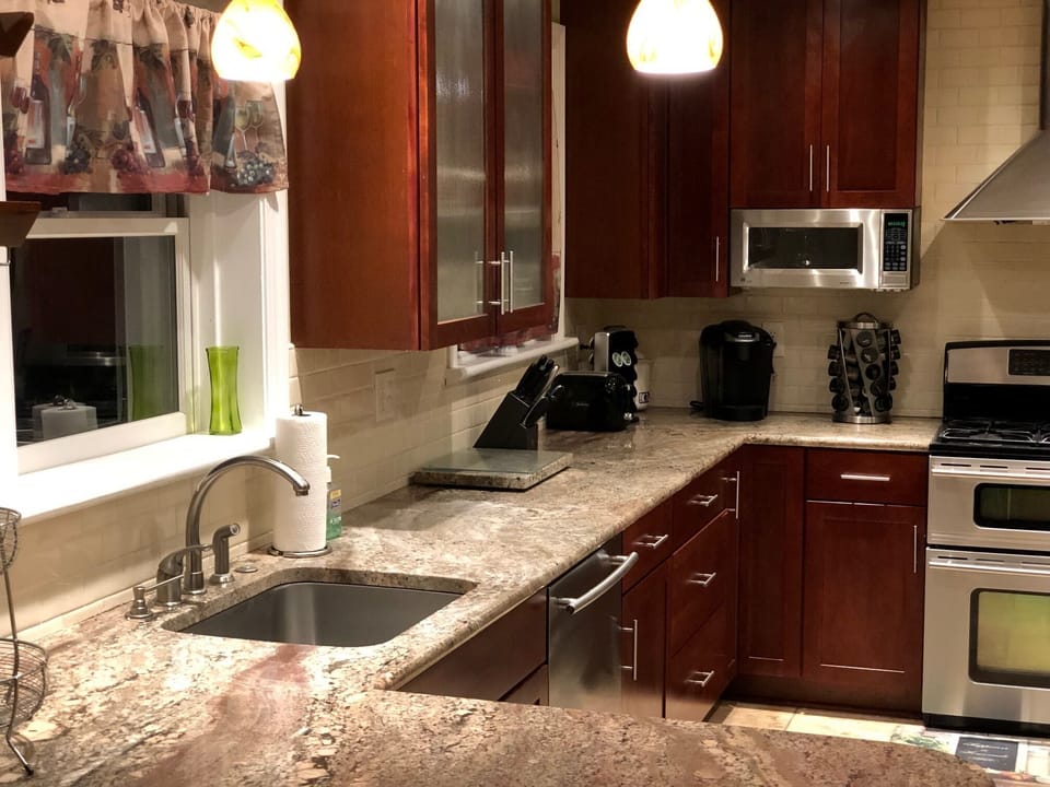Plenty of counter space .Two types of coffee makers K cup & cone style