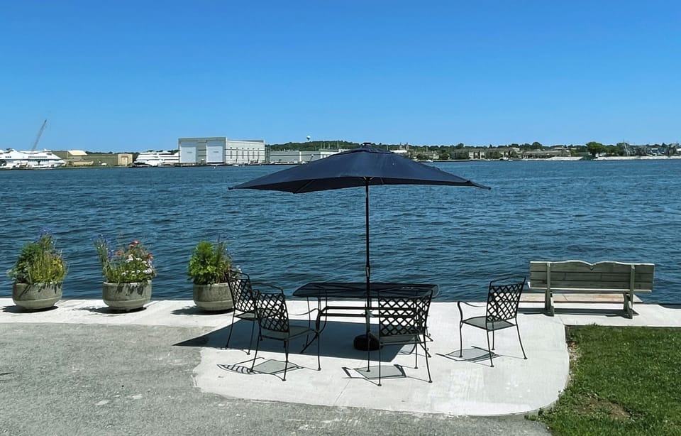 Waterfront Patio for Eagle View Suite guests. Walk down the driveway and relax!