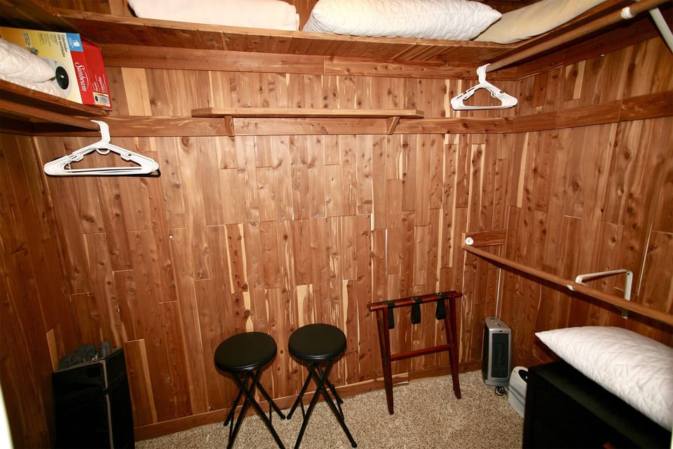 large walk-in cedar lined closet off master bedroom
