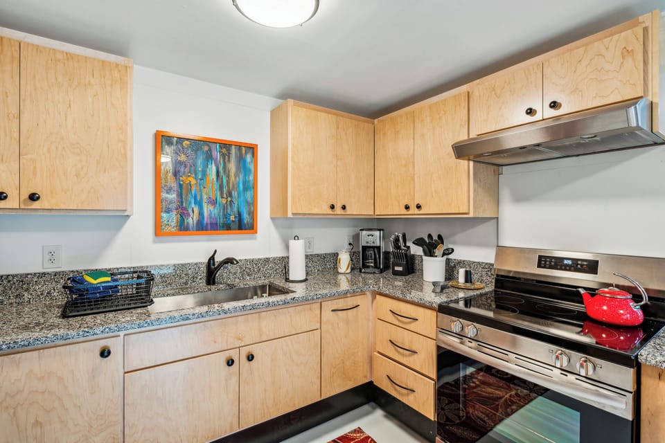 Plenty of countertop space and storage.