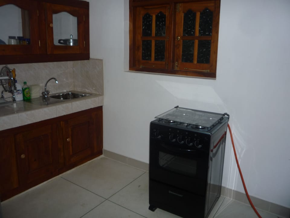 Fridge, rice cooker, cookware/dishes/utensils, dining tables