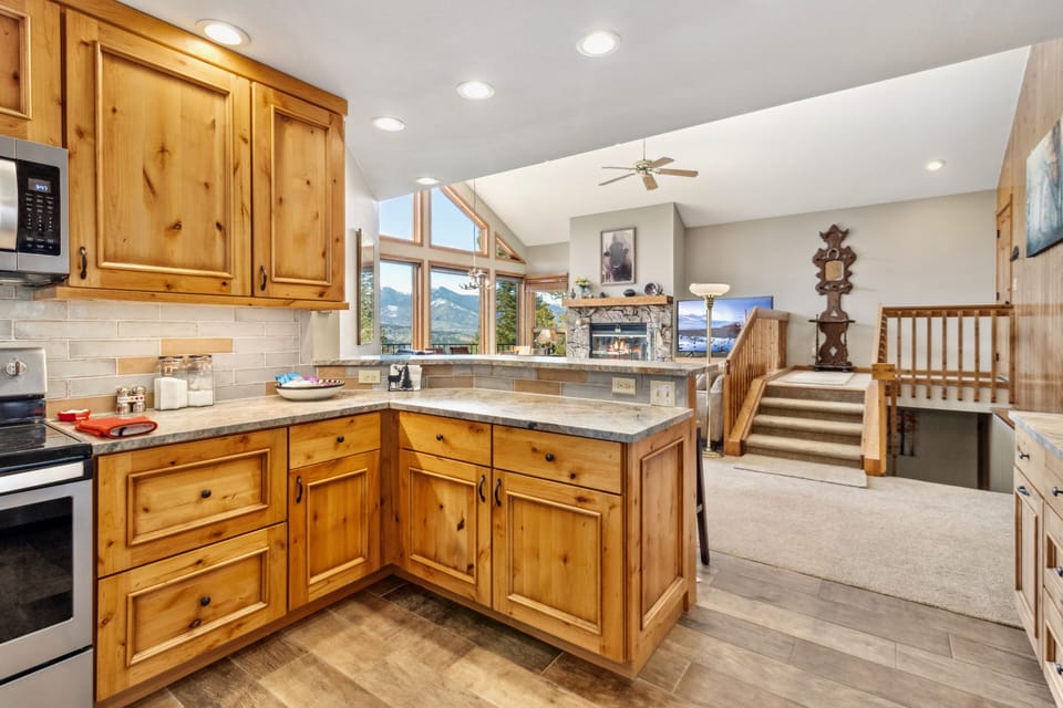 Indoors, Kitchen, Floor, House, Staircase