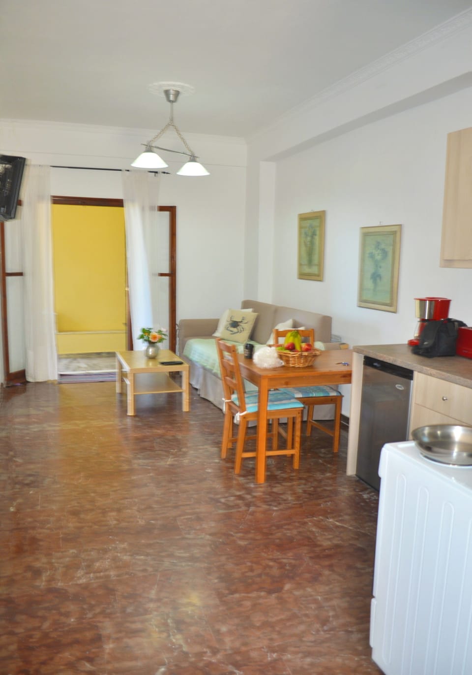 Fully fitted kitchen with adjoining living / dining area.