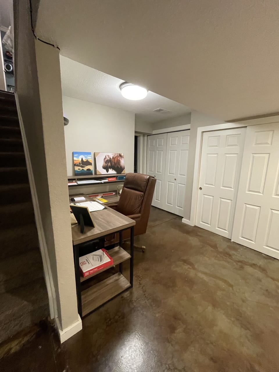 Stairs to main level and Office Space