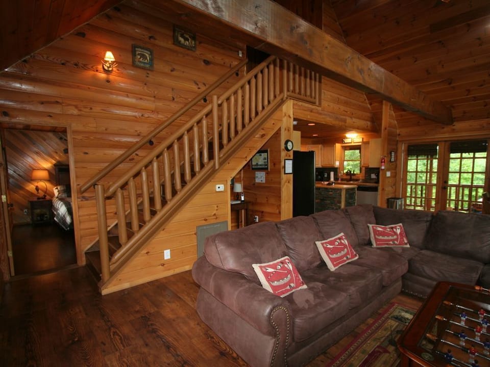 Great room has gas fireplace & lg Smart TV for streaming or view Dish Network  