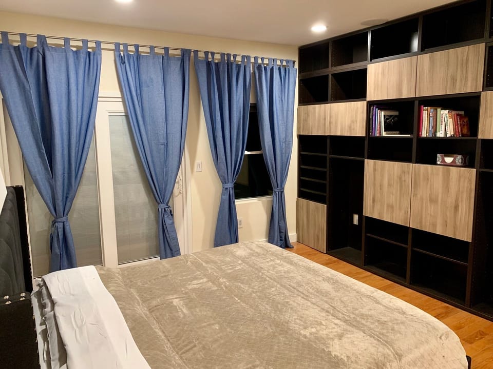 Plenty of space in this bedroom with king size bed mattress