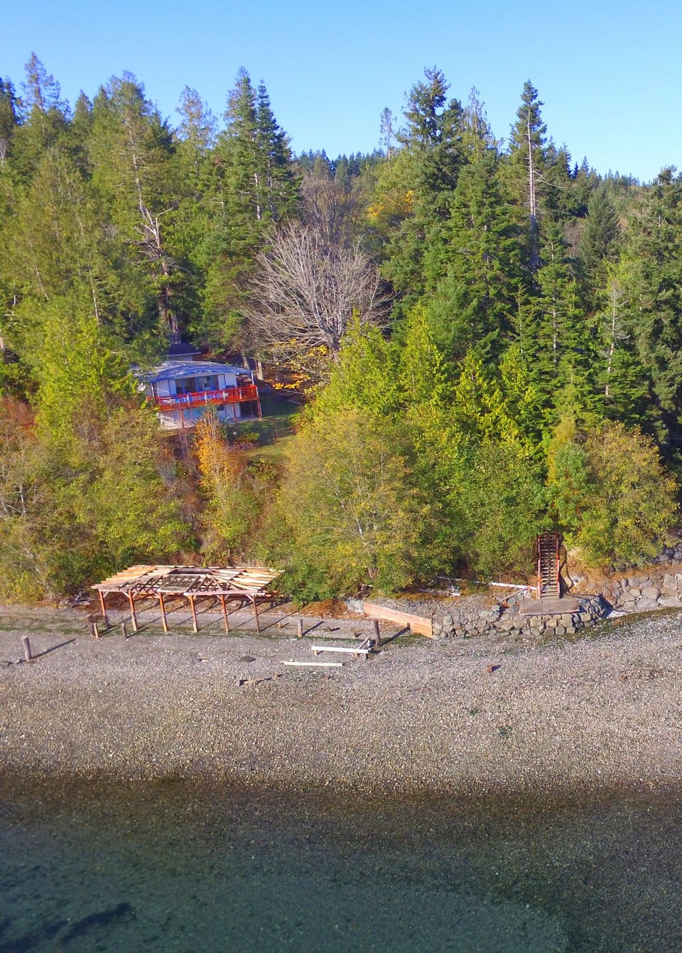 The beach area in front of the home where shellfish may be gathered.