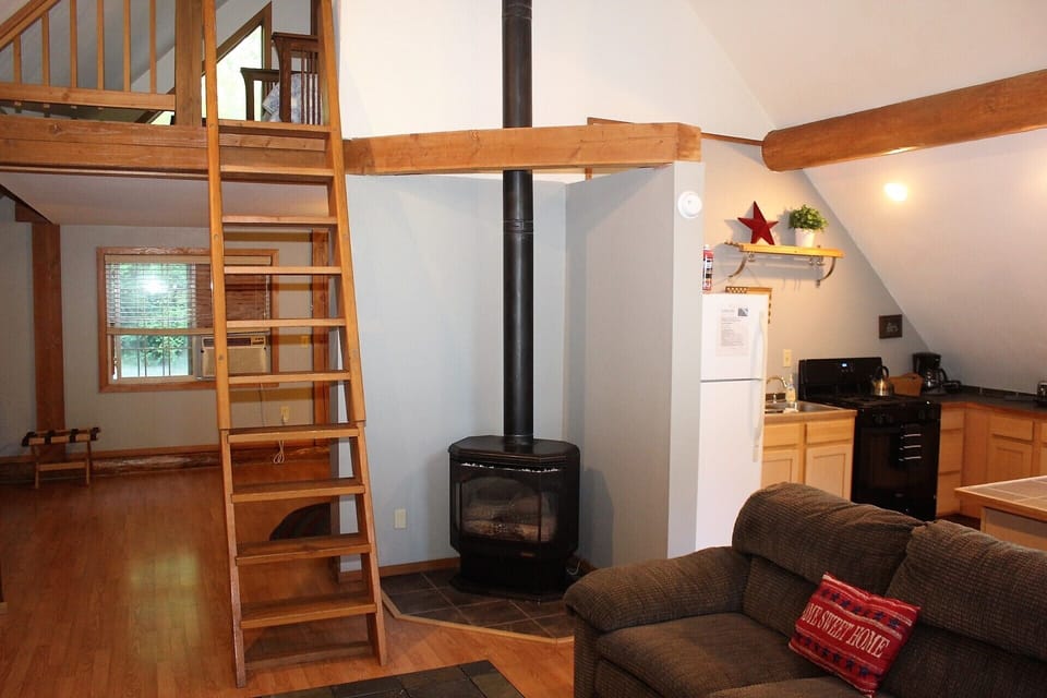 Ladder to the Loft Bedroom
Propane Fireplace