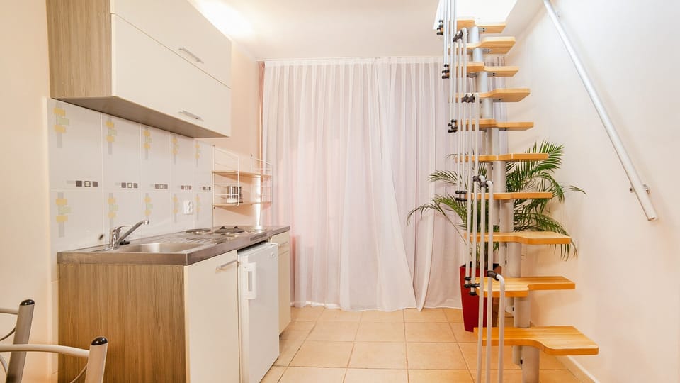 Romantic Apartment | Private kitchen | Fridge, microwave, stovetop, coffee/tea maker