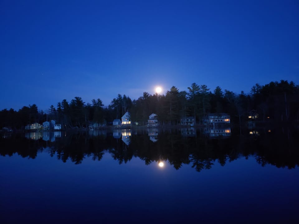 Moon across the lake