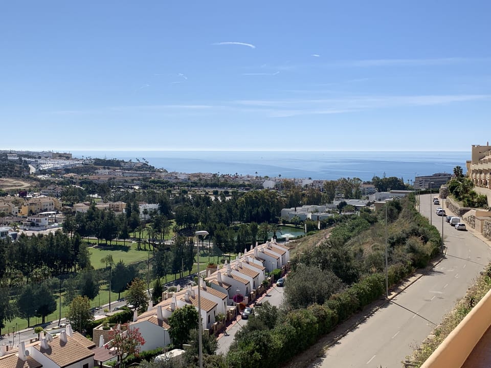 Sea views. The beach is just a 15 minute walk or 5 minutes by car.