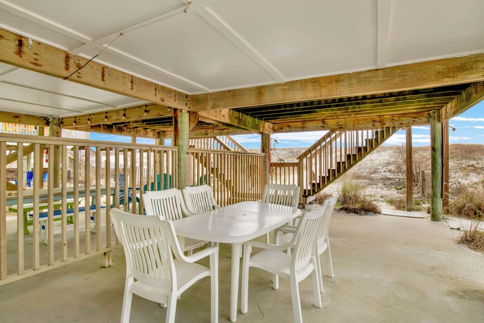 Covered, outdoor dining