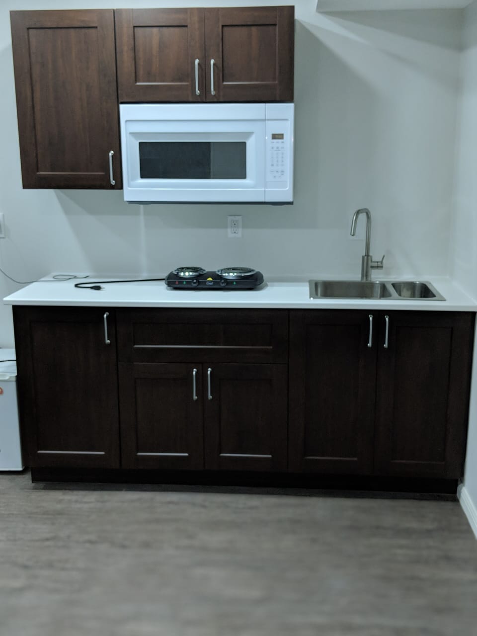 Small kitchen with microwave