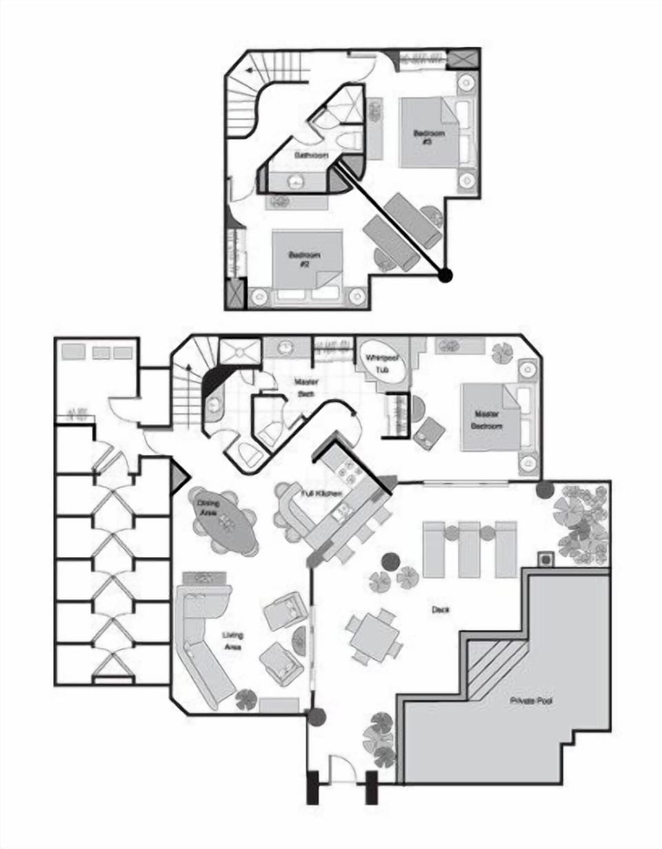 Our #4215 Floorplan. Notice 3BR, 3BA, Private Courtyard & Pool! 2,850 sq. ft.!