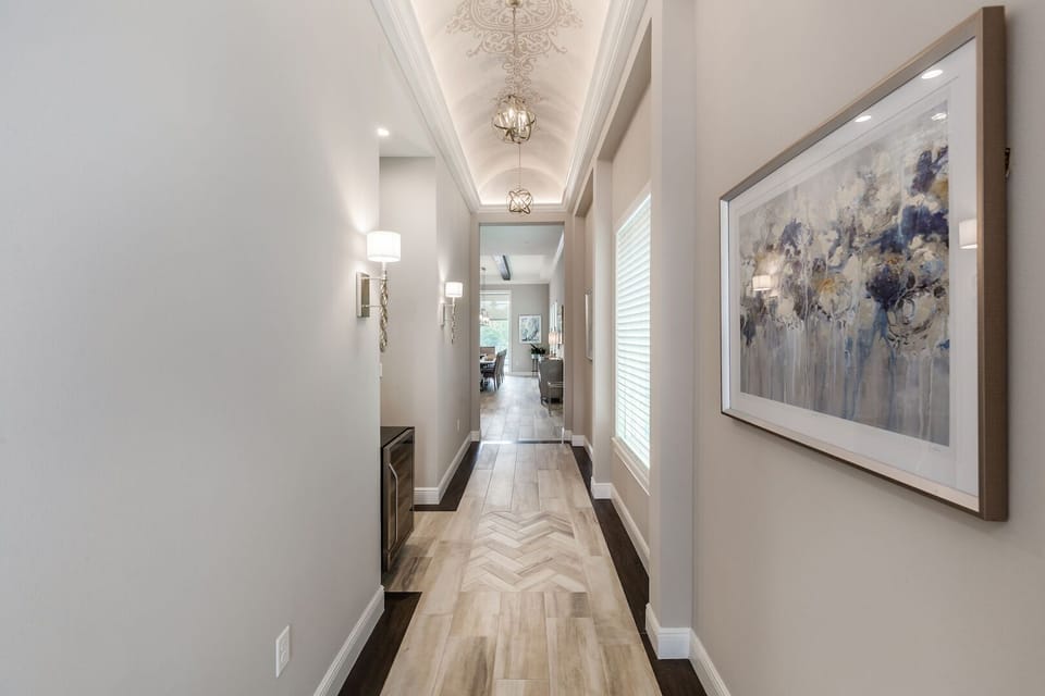 Walk through the well-decorated foyer to the great room