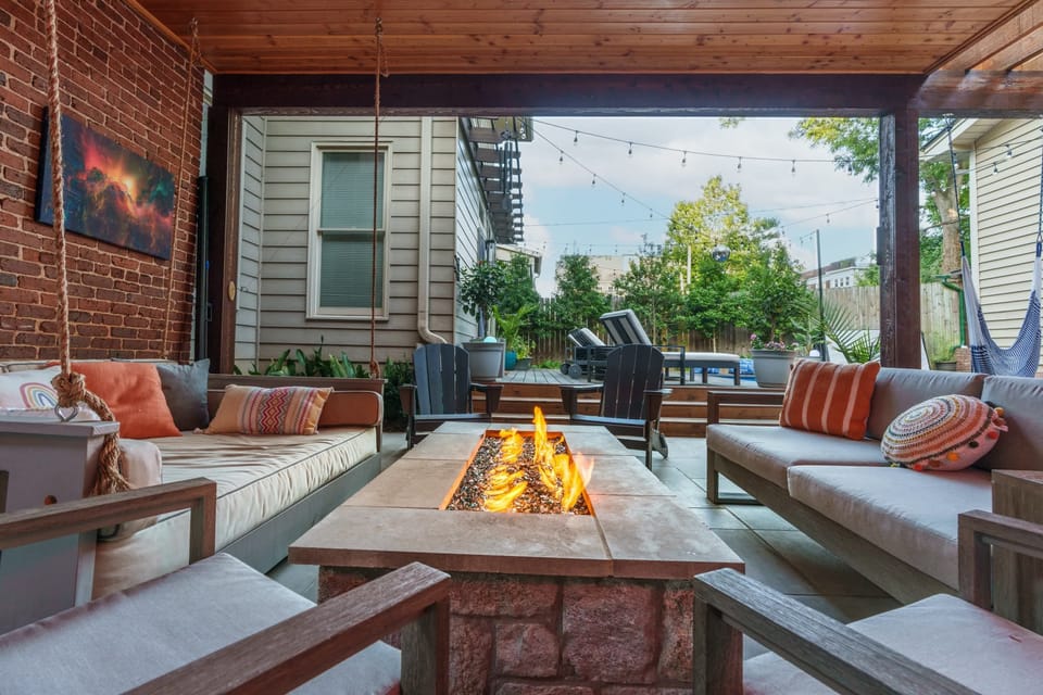 Outdoor sitting area with fire pic