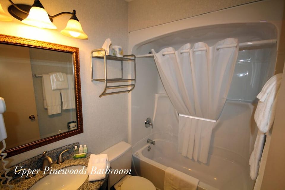 Deluxe Room, Multiple Beds (River Front) | Bathroom | Combined shower/tub, towels