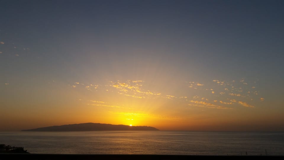 Sunset view of La Gomera from the balcony