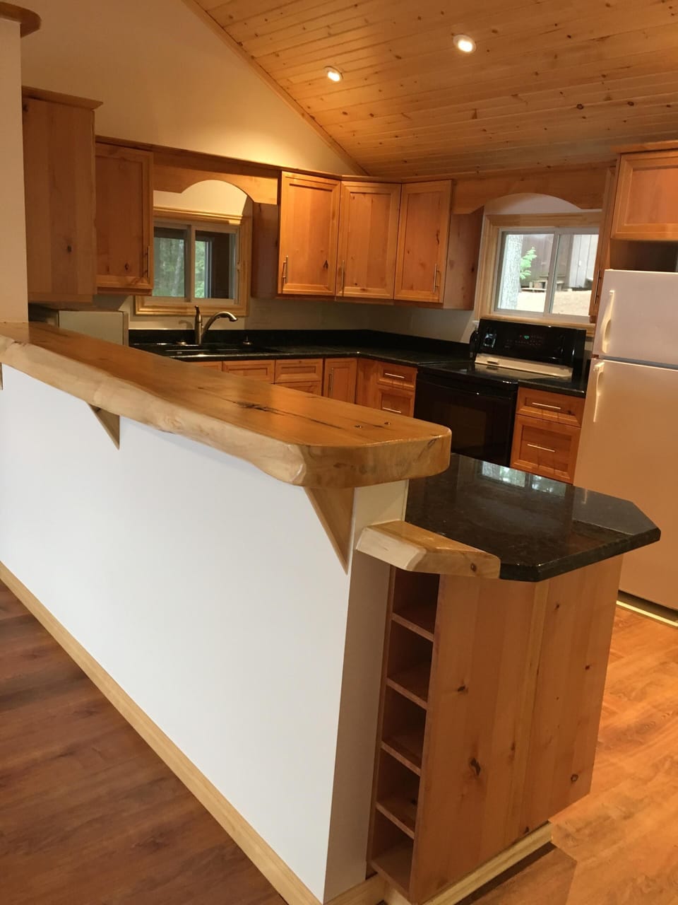 Stunning brand new kitchen with alder cabinets. 