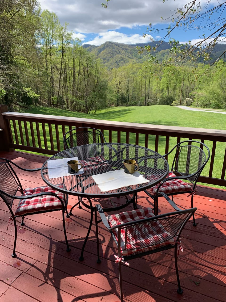 Enjoy your morning coffee or a nice sandwich for lunch on our relaxing deck.