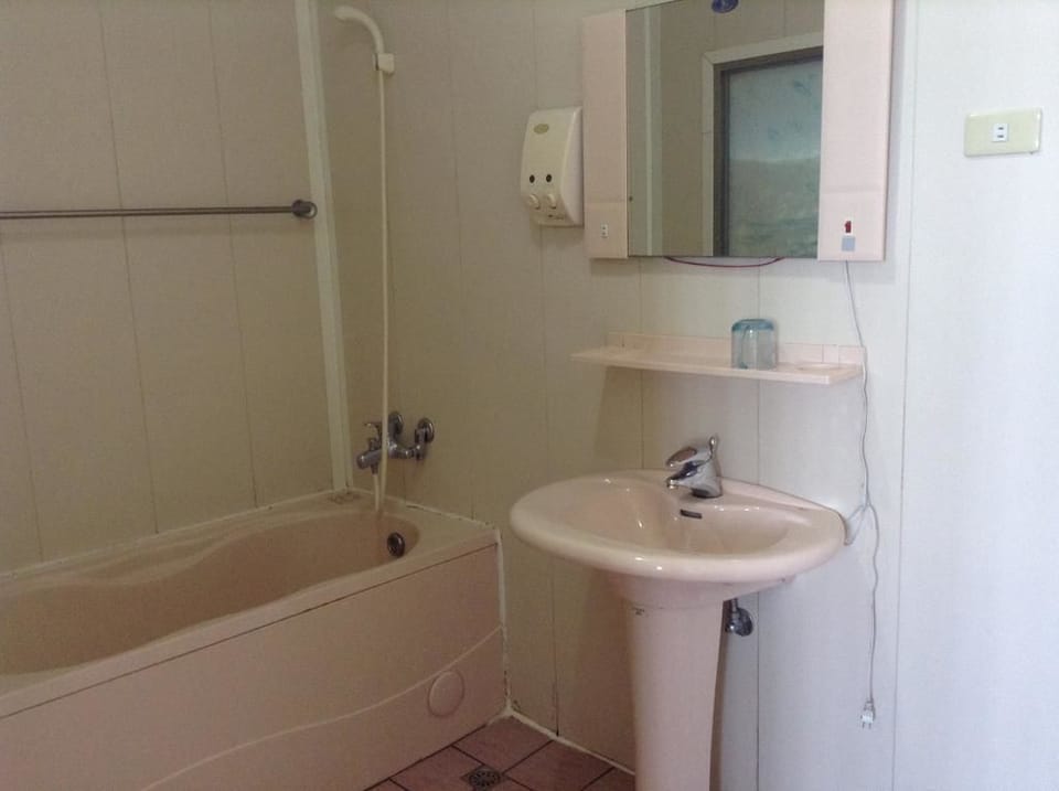 Combined shower/tub, deep soaking tub, rainfall showerhead