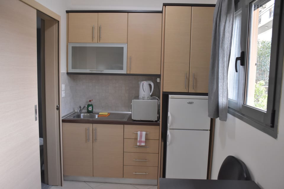 Studio | Private kitchen | Full-size fridge, microwave, coffee/tea maker, electric kettle