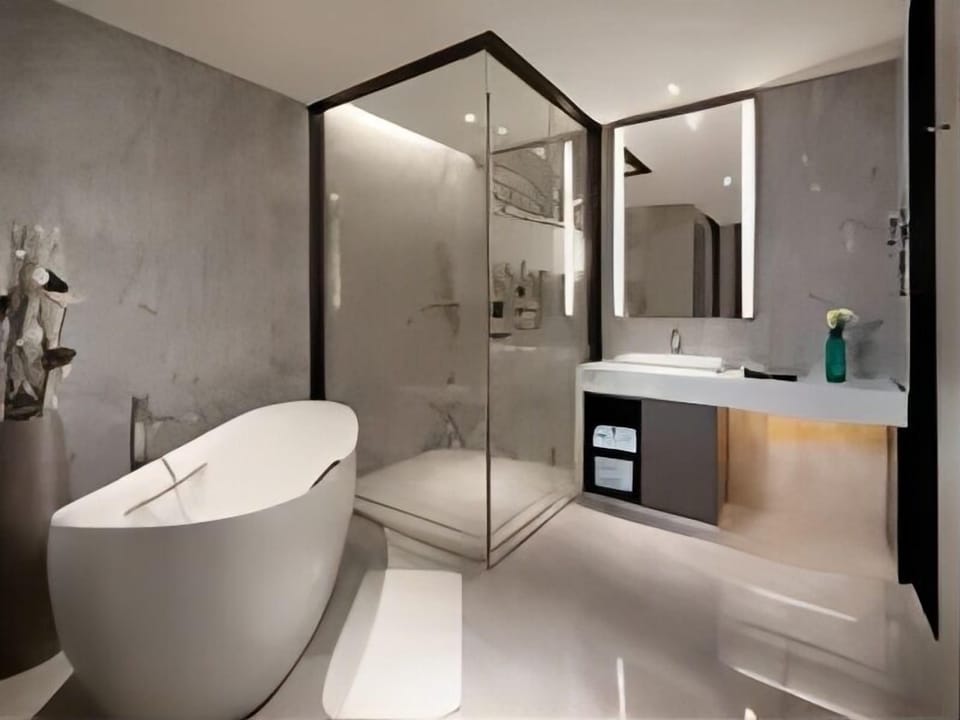 Business Suite | Bathroom | Free toiletries, hair dryer, slippers, towels