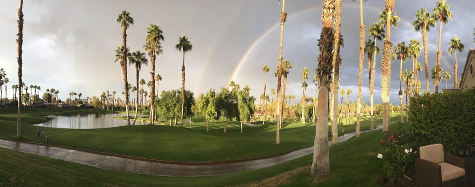 Panorama of view from back patio