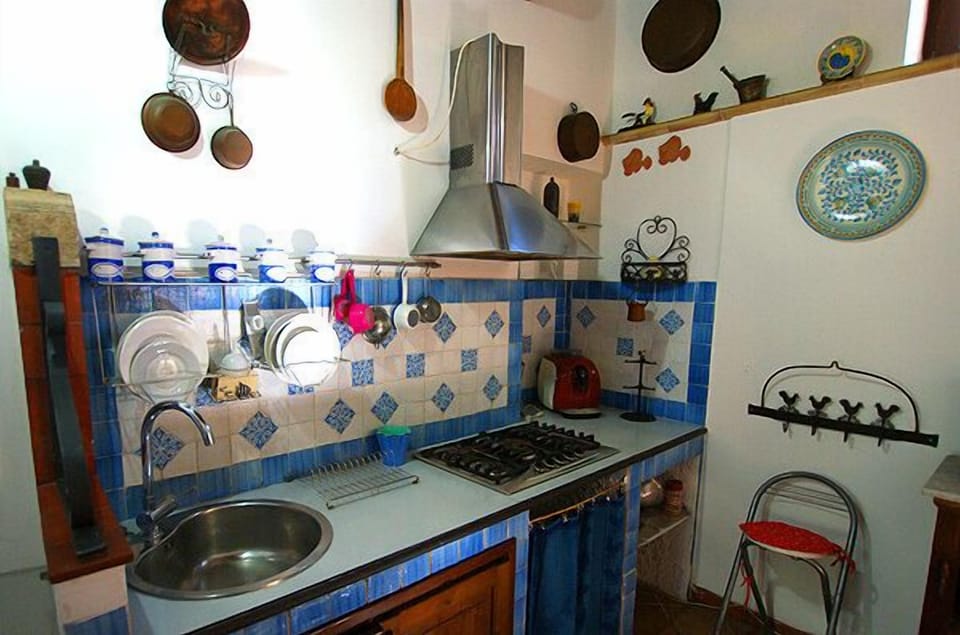 The brick-work kitchenette. 