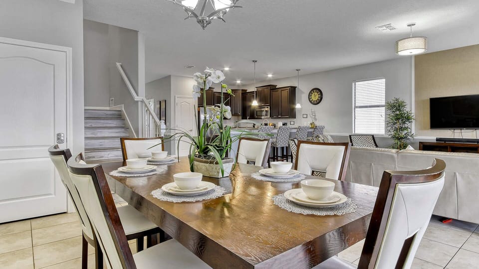 Stylish dining room just off the main family room and kitchen