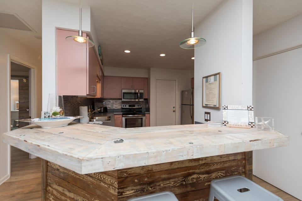 Reclaimed wood bar area