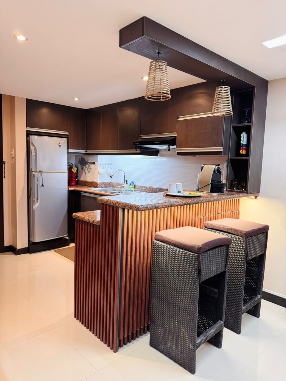 Kitchen with complete utensils