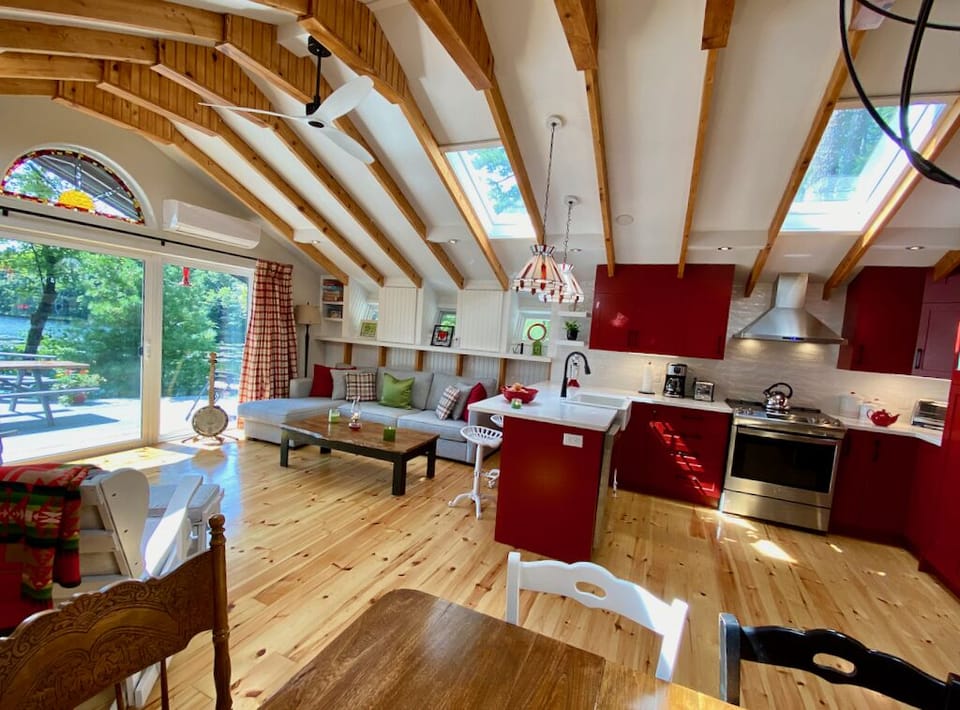 Nine month renovation...stunning living room/dining room and kitchen