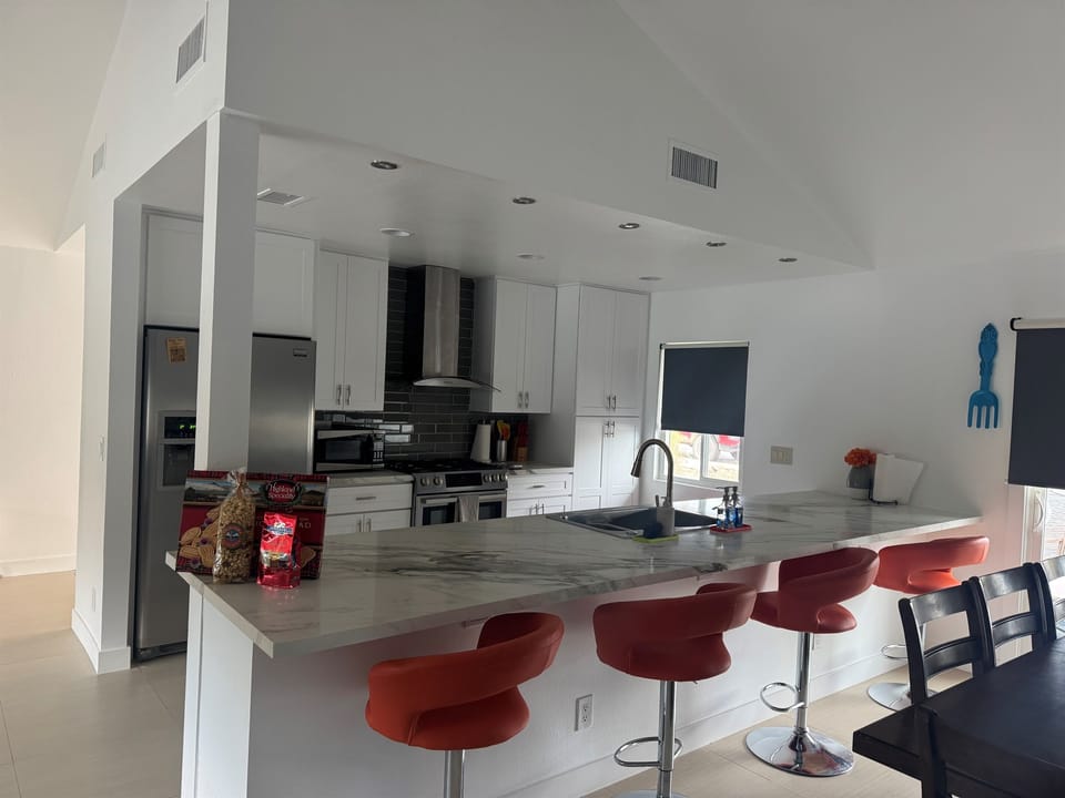 Brand new kitchen with more fun seating