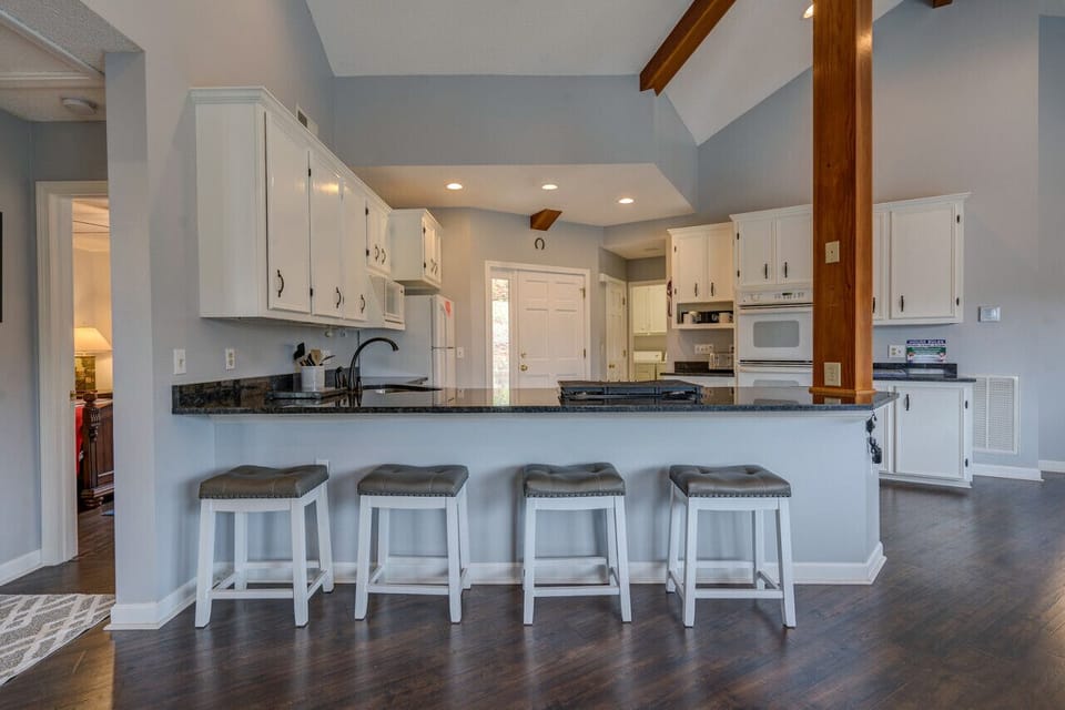 Gather around the kitchen bar for a relaxed meal with a view of the chef at work.