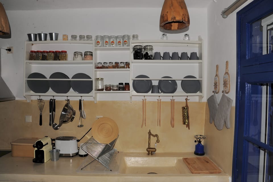 The kitchen with modern kitchenware