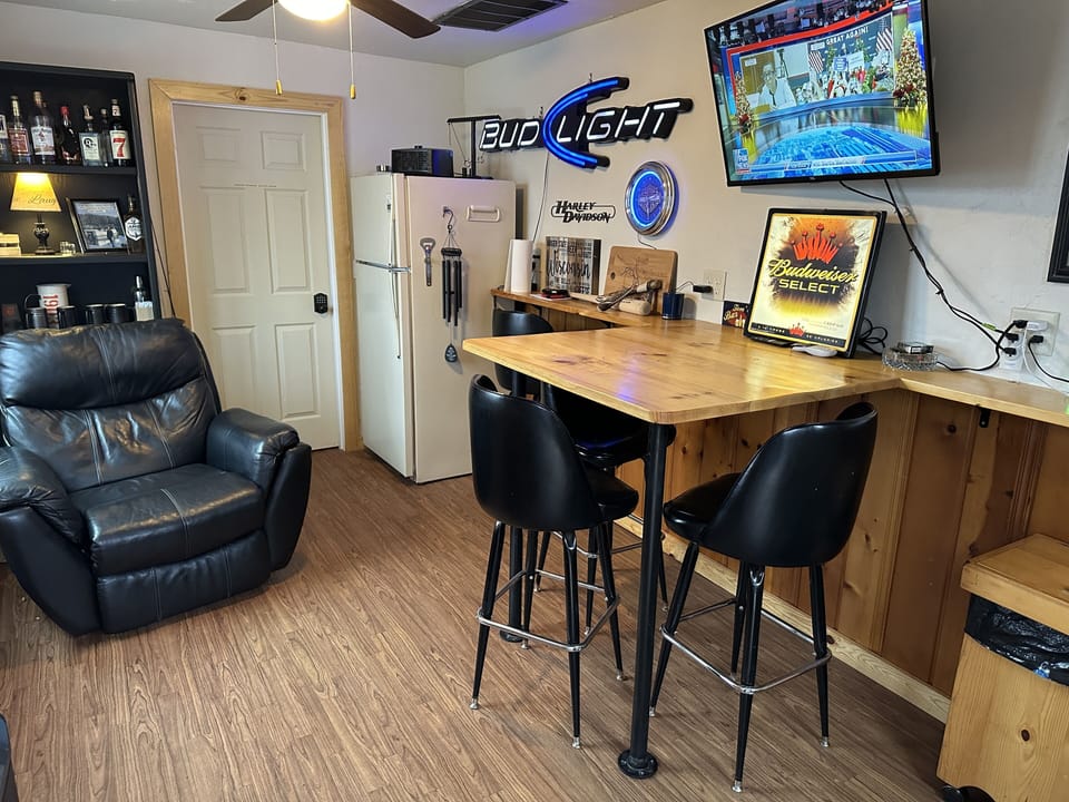 Bar behind garage- off patio