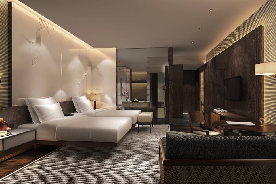 Deluxe Room, 2 Double Beds, Balcony | Minibar, in-room safe, desk, iron/ironing board