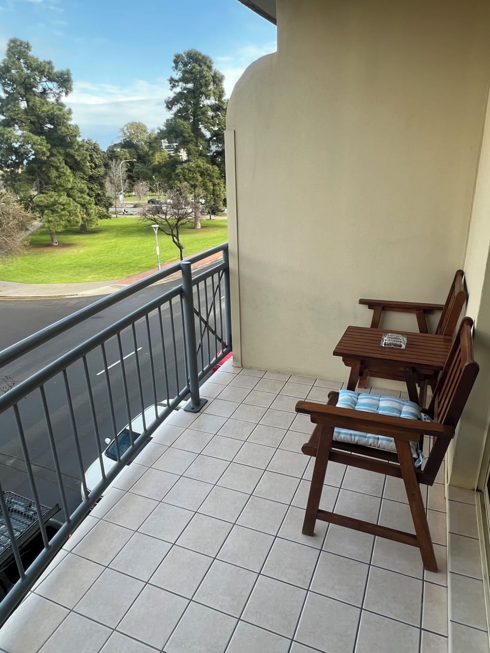 Balcony with park view