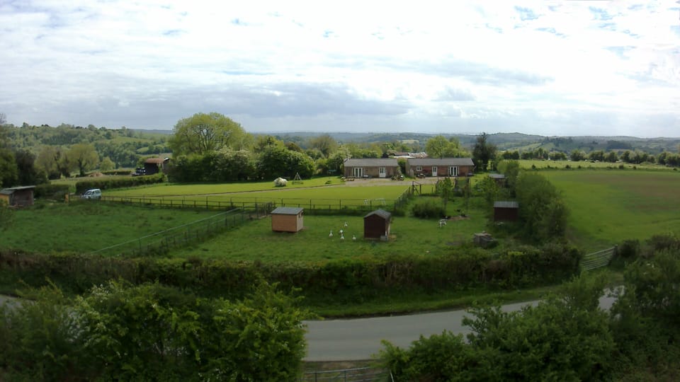 Aerial view of Blackthorn Meadow showing Blackthorn Lodge to the left