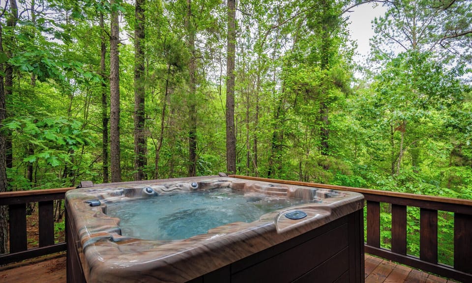 Bring a glass of wine and relax in the hot tub