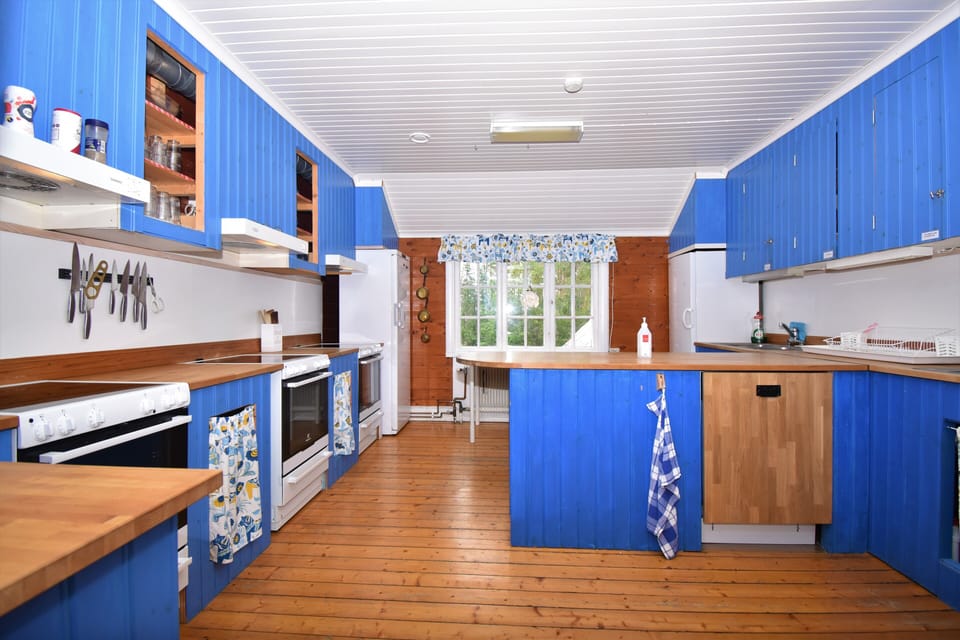 Full-size fridge, microwave, oven, stovetop