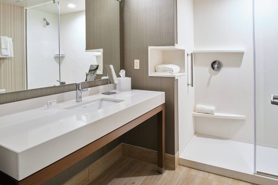 Room, 1 King Bed with Sofa bed | Bathroom | Free toiletries, hair dryer, towels, soap