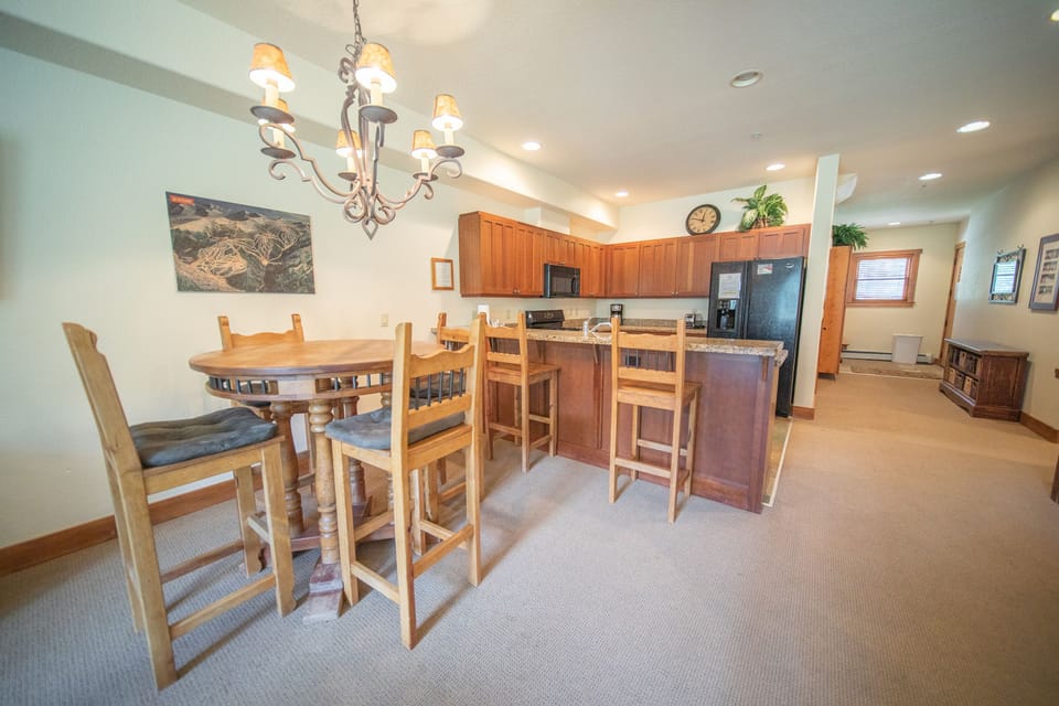 Dining table plus seating at the counter top